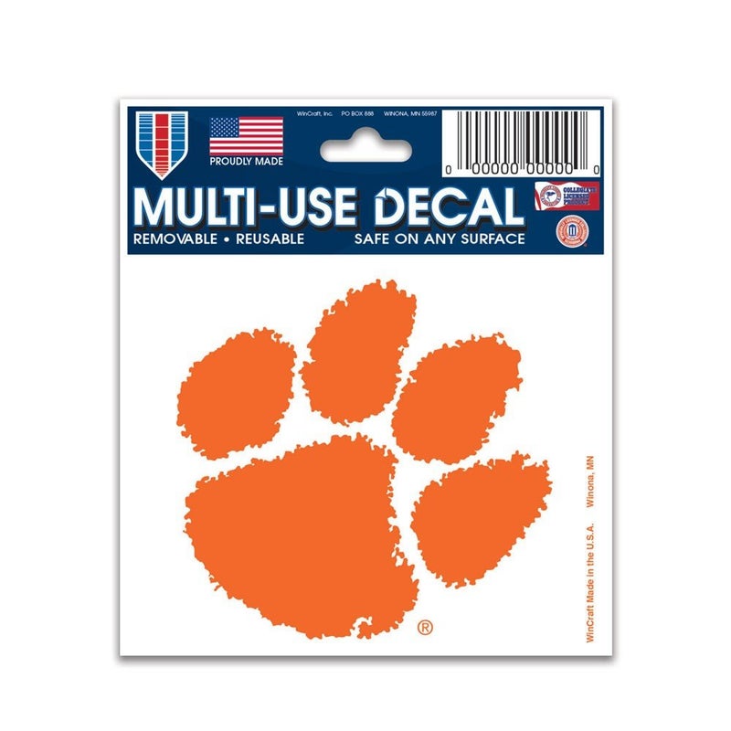 Wincraft NCAA Clemson Tigers Decal3x4 Multi Use Decal, Team Colors, One Size